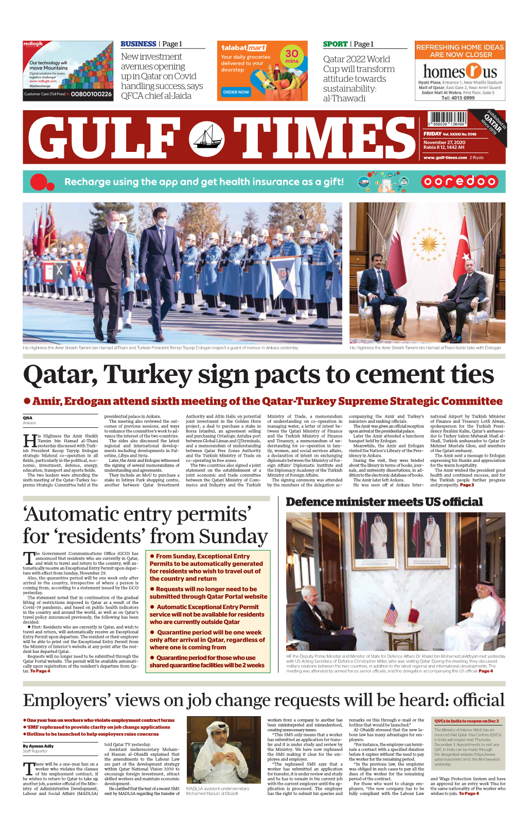 Qatar, Turkey Sign Pacts to Cement Ties Zamir, Erdogan Attend Sixth Meeting of the Qatar-Turkey Supreme Strategic Committee