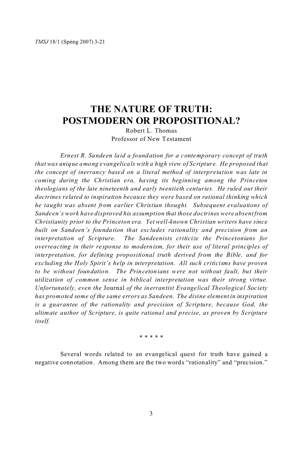 POSTMODERN OR PROPOSITIONAL? Robert L