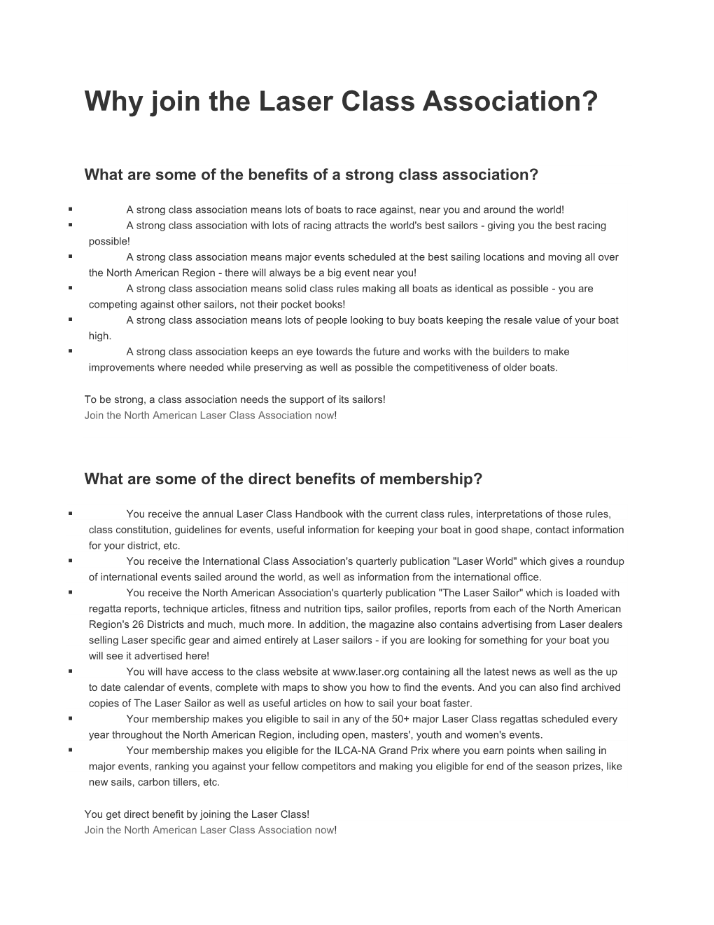 Why Join the Laser Class Association?