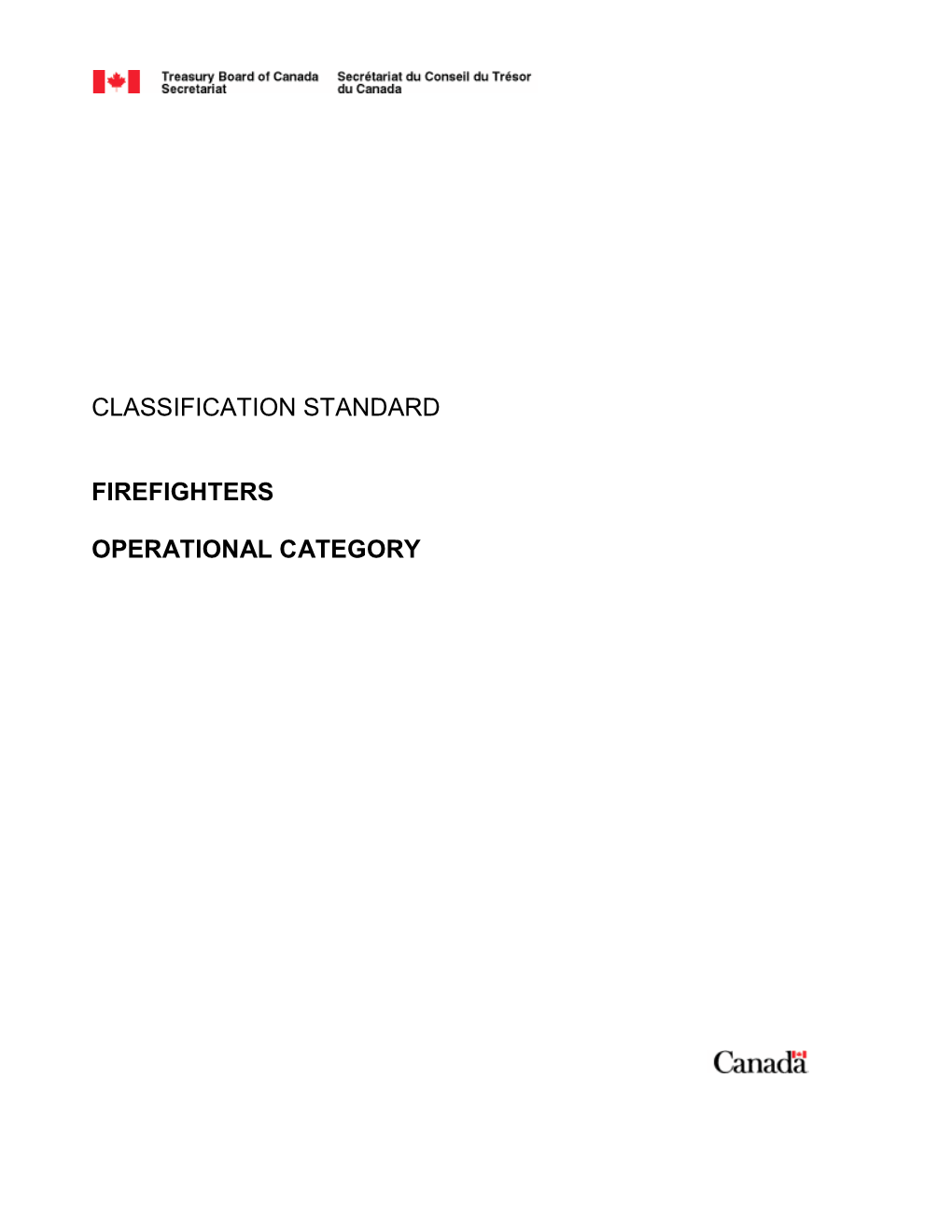 Classification Standard Firefighters Operational Category