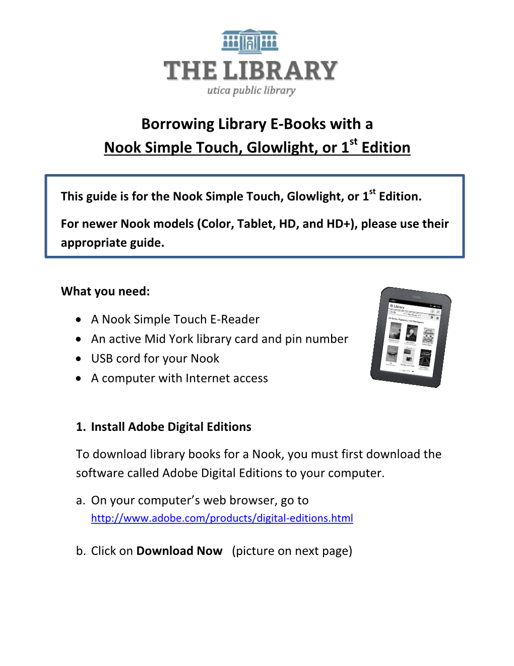 Borrowing Library E-Books with a Nook Simple Touch, Glowlight, Or 1