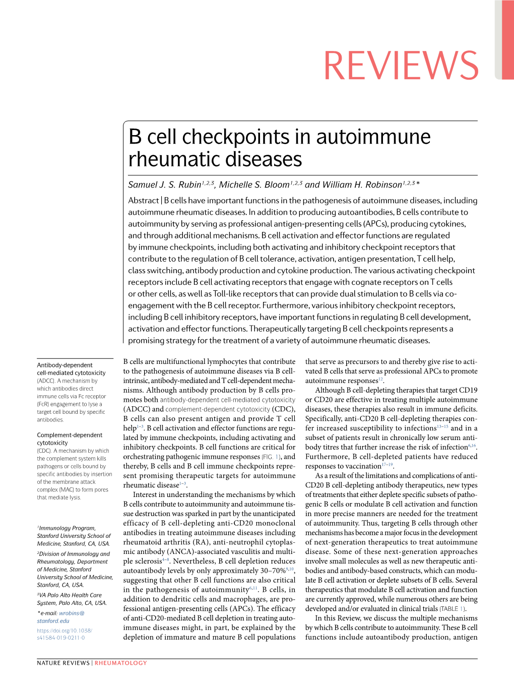 B Cell Checkpoints in Autoimmune Rheumatic Diseases