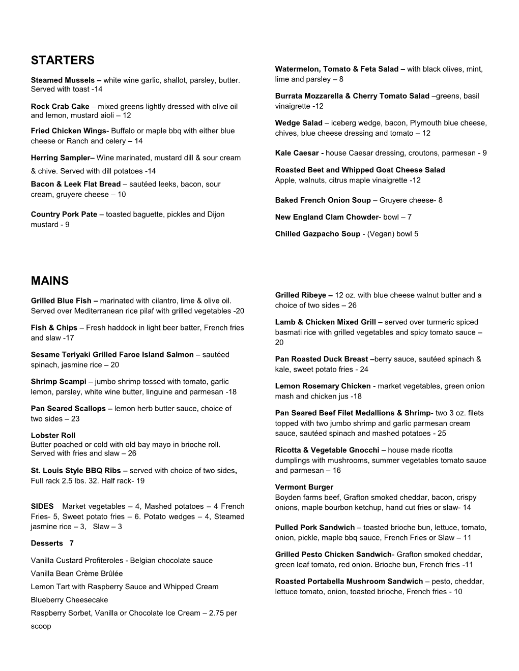 Download Our Complete Dinner Menu (PDF)