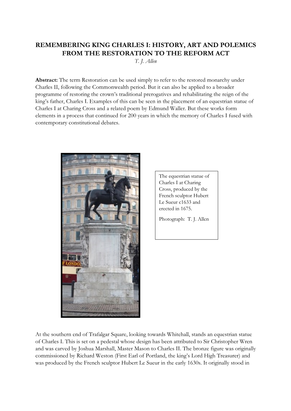 Remembering King Charles I: History, Art and Polemics from the Restoration to the Reform Act T