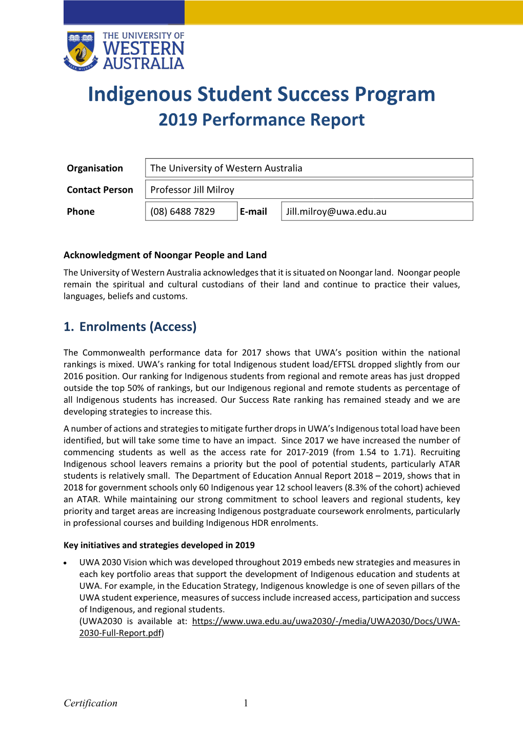 Indigenous Student Success Program 2019 Performance Report