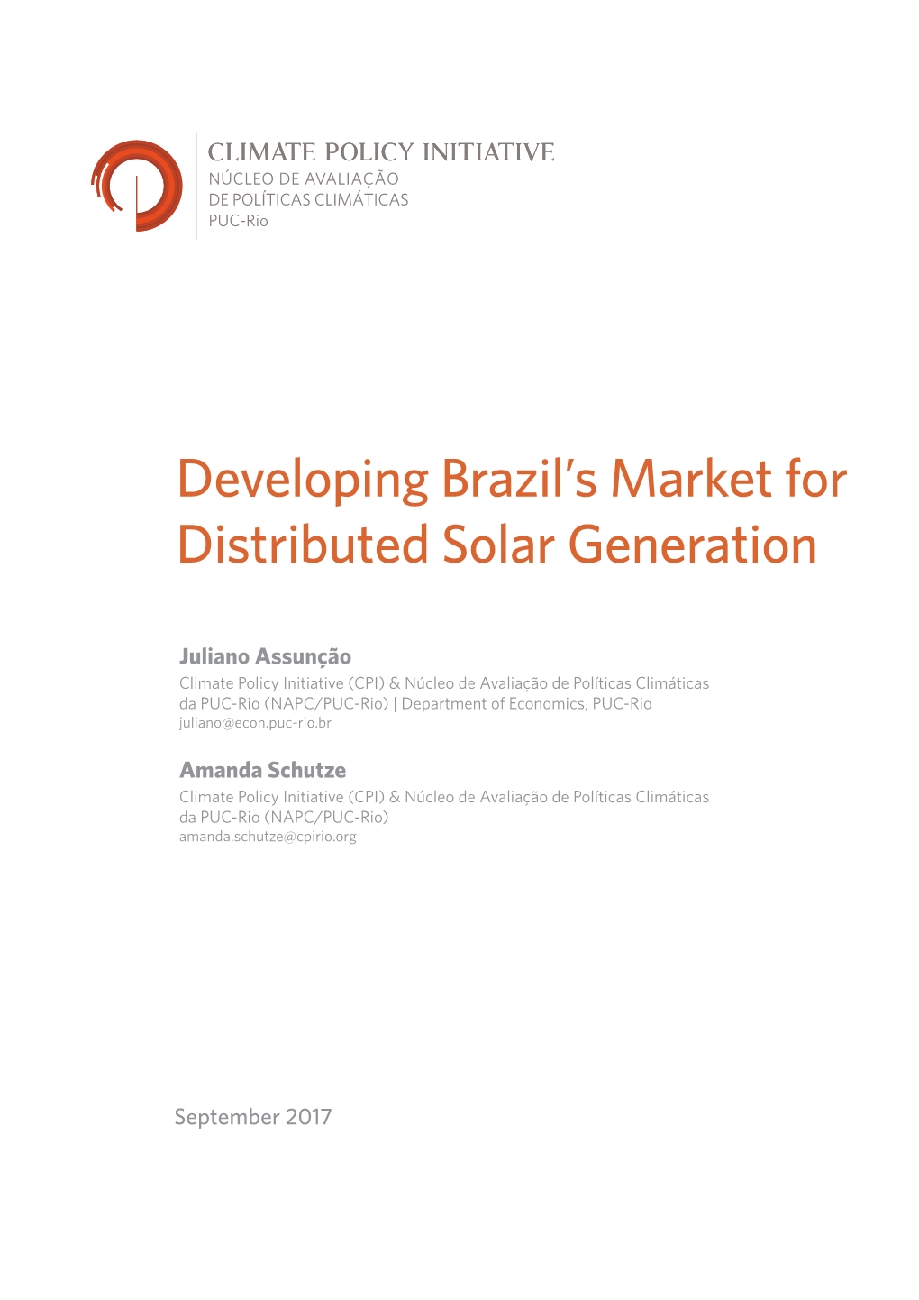 Developing Brazil's Market for Distributed Solar Generation