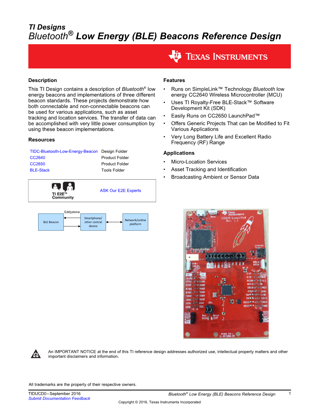 Bluetooth® Low Energy (BLE) Beacons Reference Design