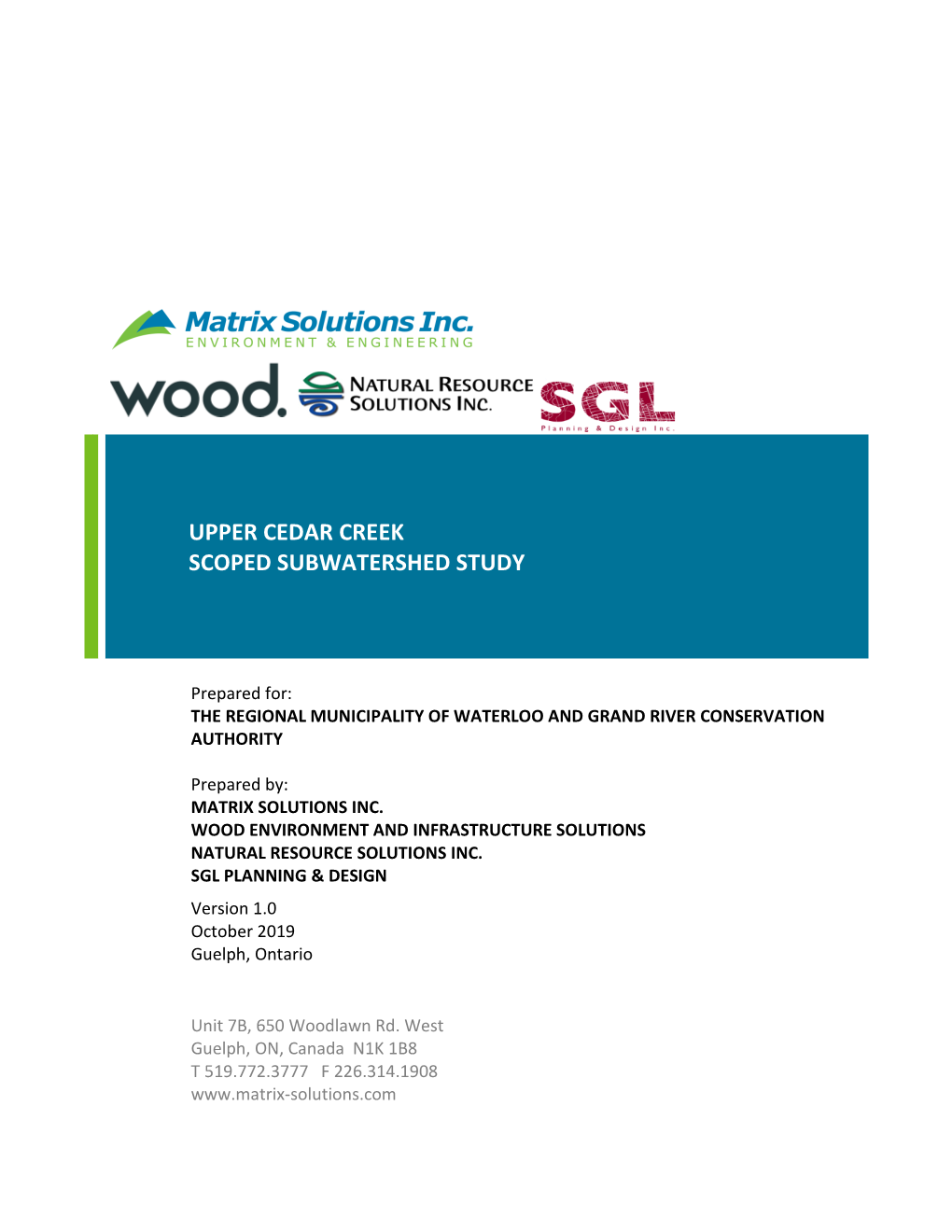 Upper Cedar Creek Scoped Subwatershed Study