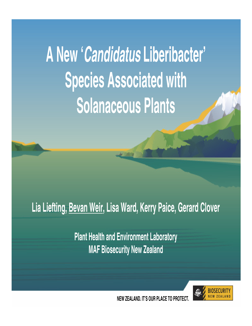 'Candidatus Liberibacter' Species Associated with Solanaceous Plants