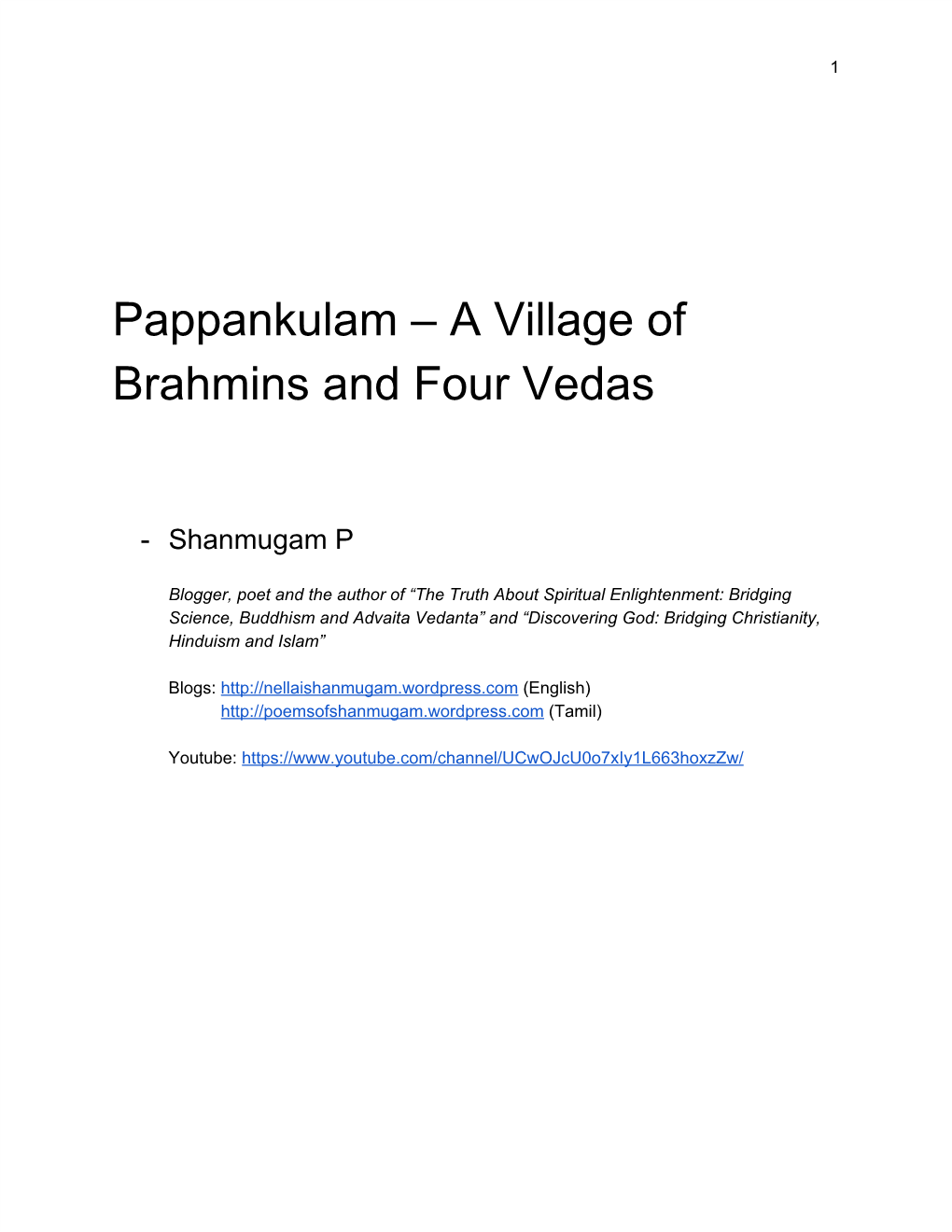 Pappankulam – a Village of Brahmins and Four Vedas