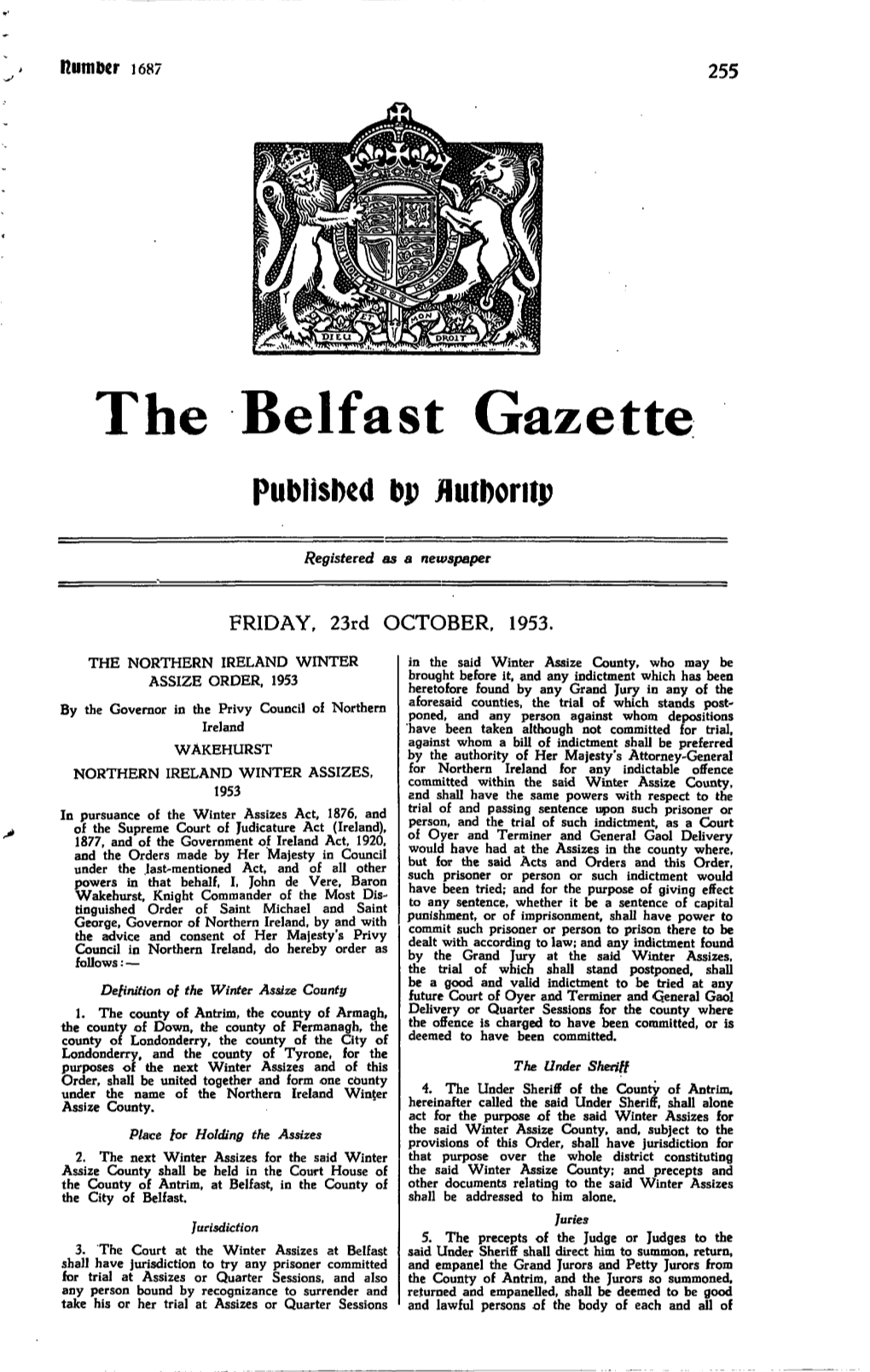 The Belfast Gazette Published Dp Flutbontp