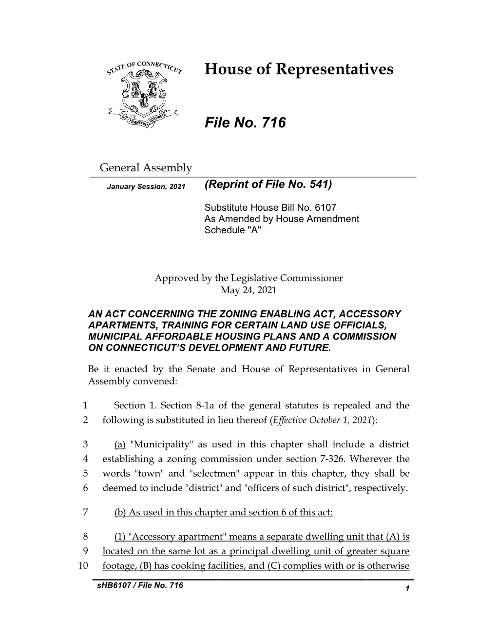 An Act Concerning the Zoning Enabling Act, Accessory