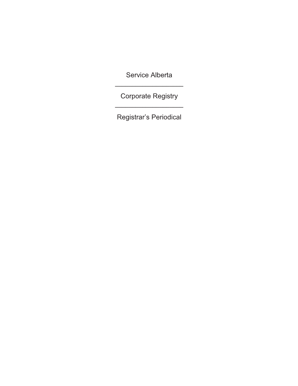 Corporate Registry Registrar's Periodical