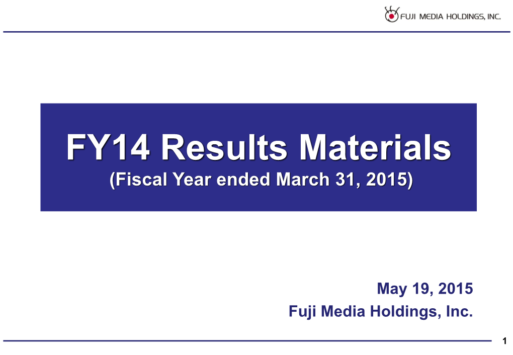 FY15 Earnings Forecasts
