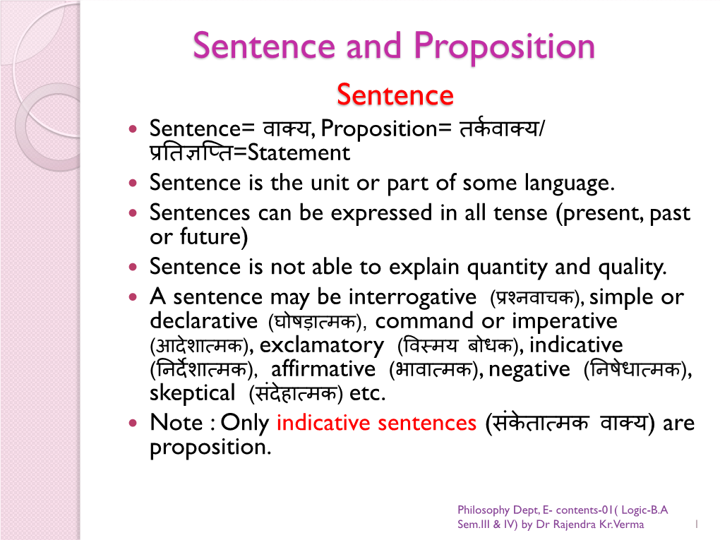 Logic- Sentence and Propositions