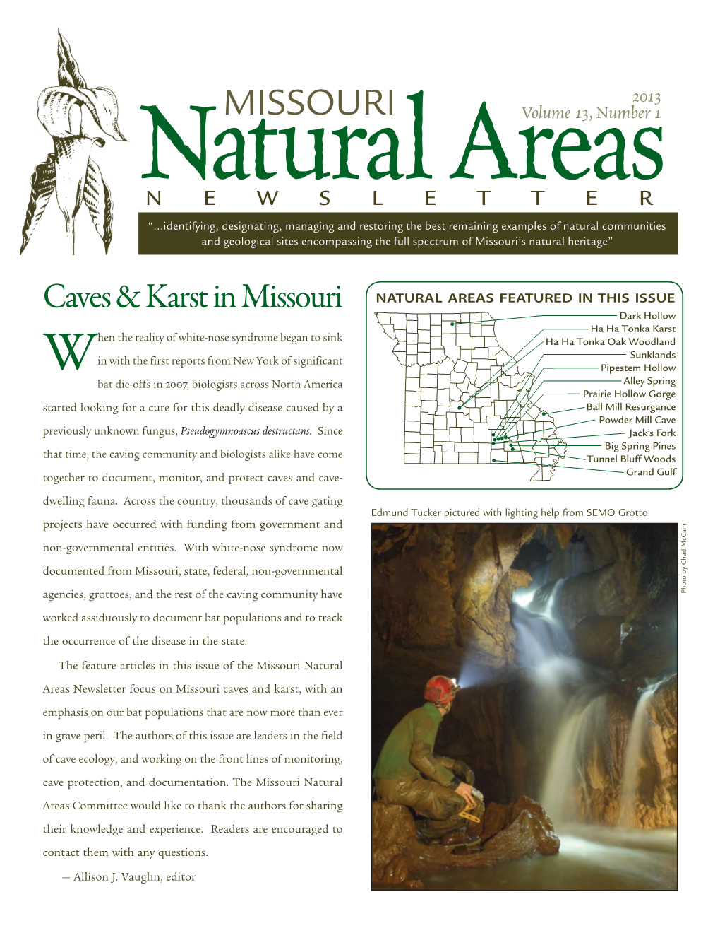 Missouri Natural Areas, Volume 13, Number 1, 2013