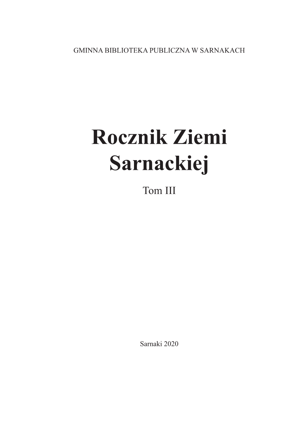 Rocznik Ziemi Sarnackiej Tom III