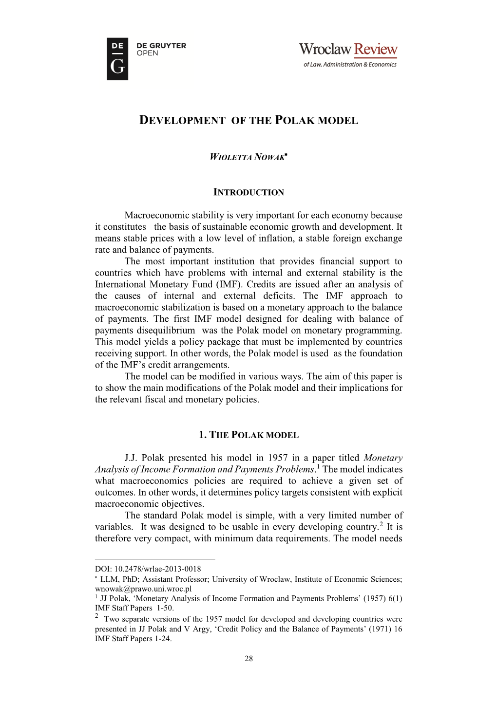 Development of the Polak Model