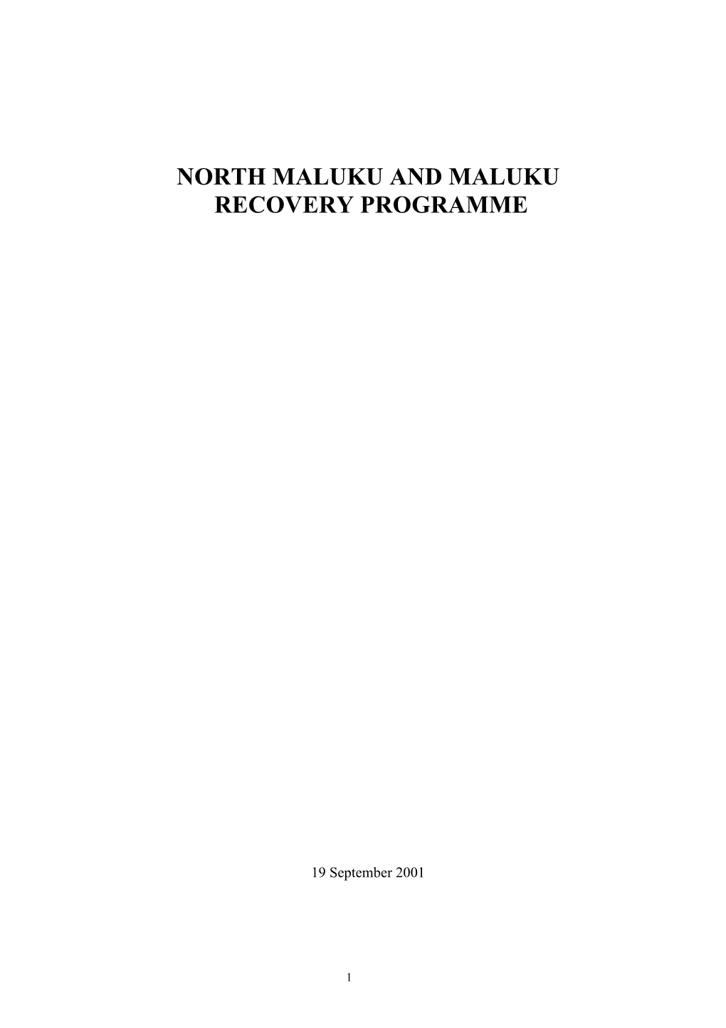 North Maluku and Maluku Recovery Programme