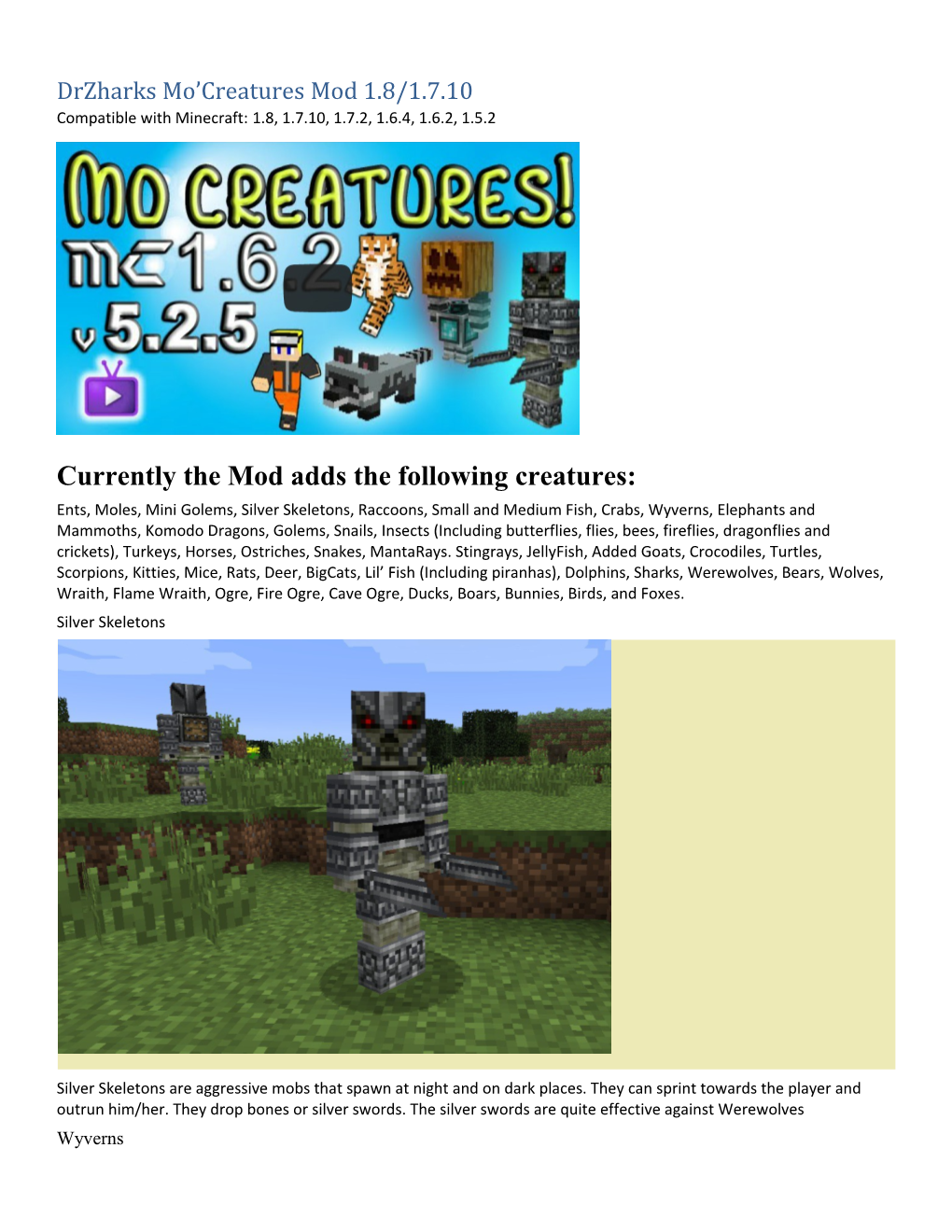 Drzharks Mo Creatures Mod 1.8/1.7.10