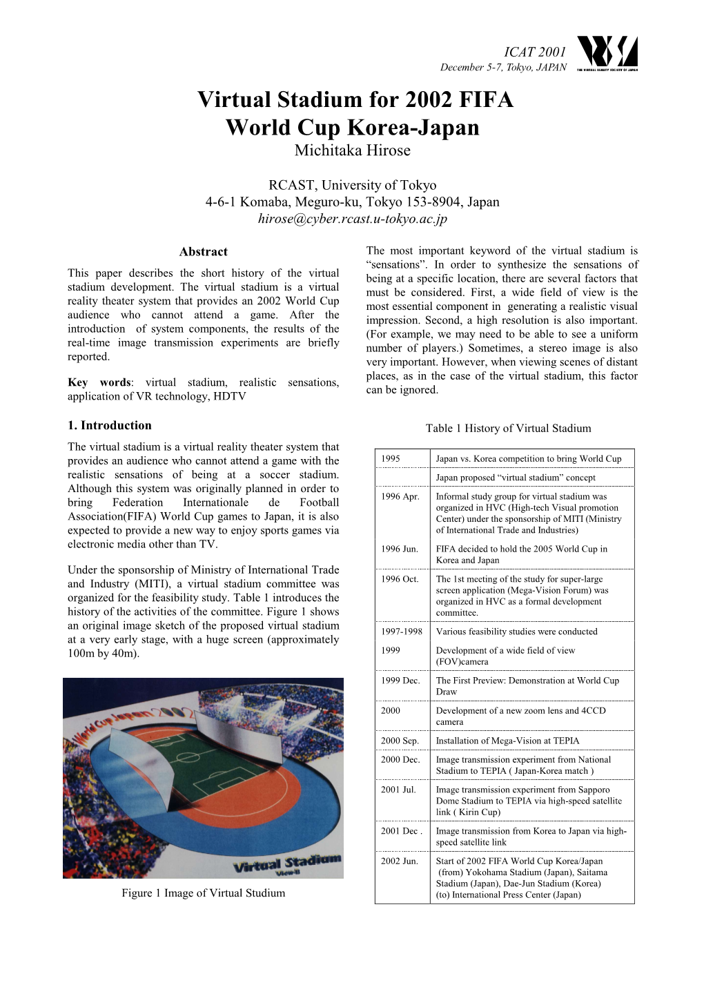 Virtual Stadium for 2002 FIFA World Cup Korea-Japan Michitaka Hirose