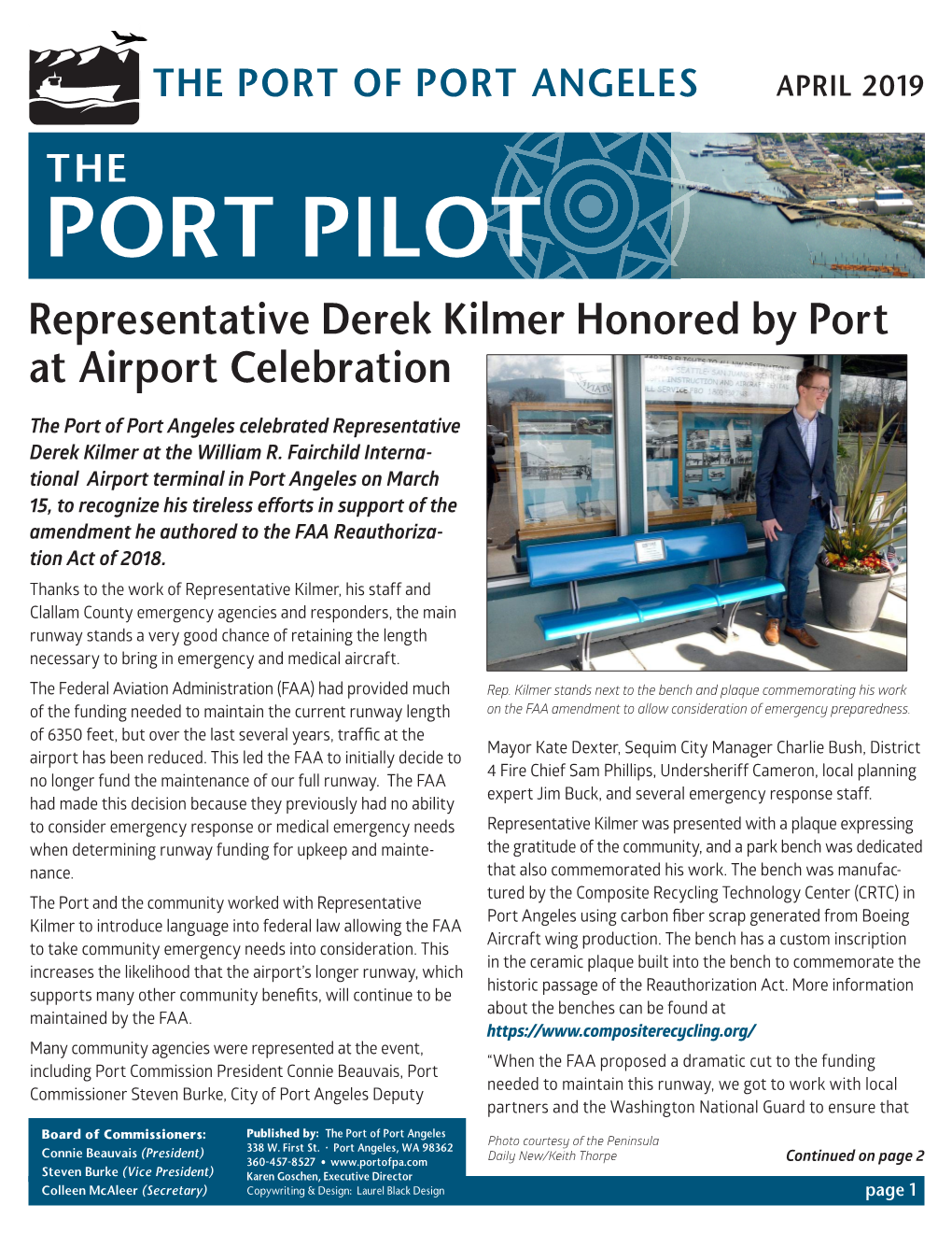 PORT PILOT Representative Derek Kilmer Honored by Port at Airport Celebration