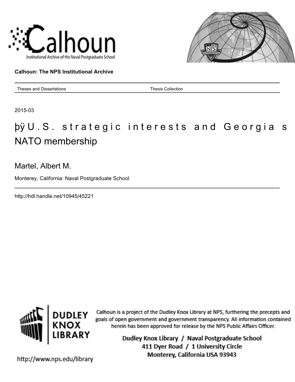 U.S. Strategic Interests and Georgia's Prospects For