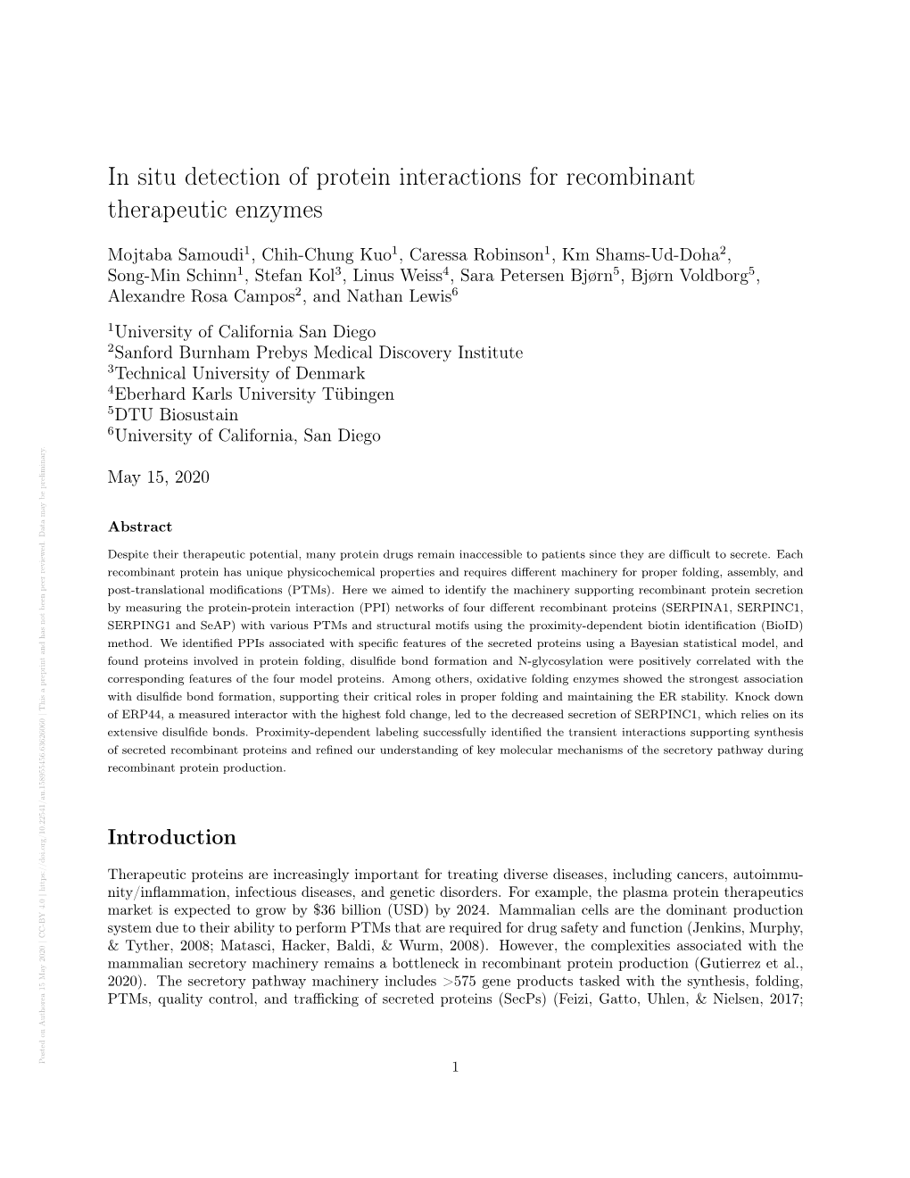 In Situ Detection of Protein Interactions for Recombinant Therapeutic Enzymes