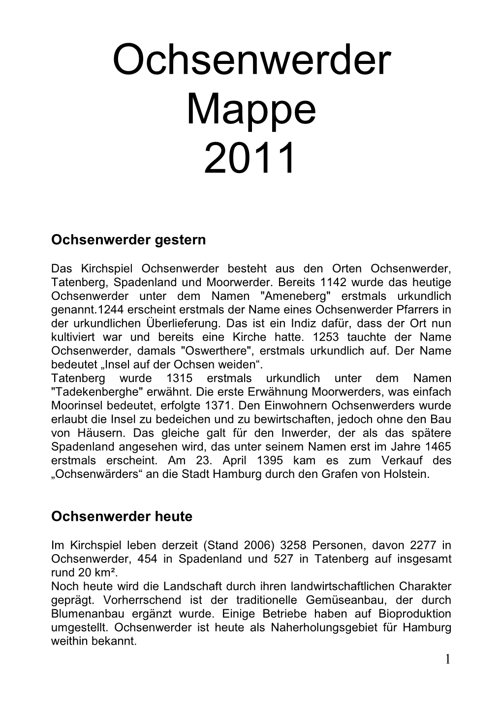 Ochsenwerder Mappe 2011