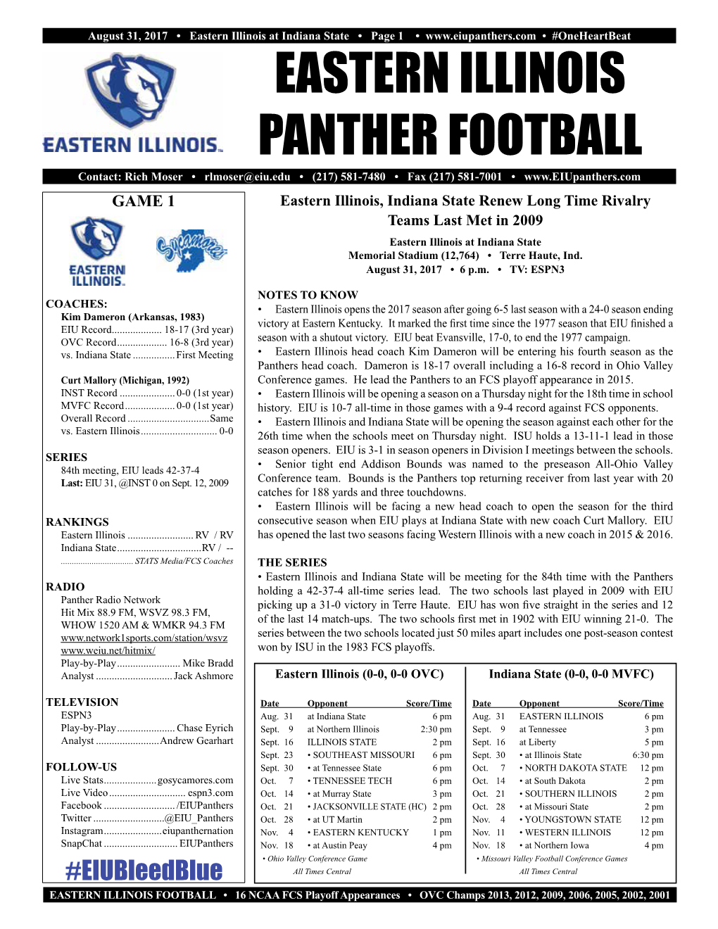 Eastern Illinois Panther Football