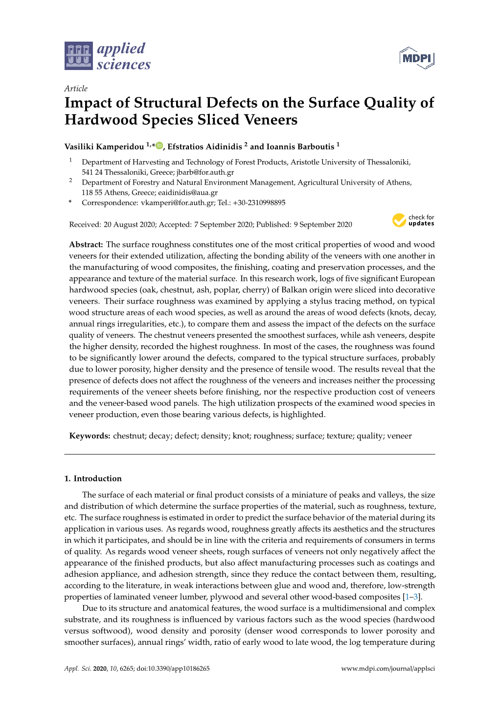 Impact of Structural Defects on the Surface Quality of Hardwood Species Sliced Veneers