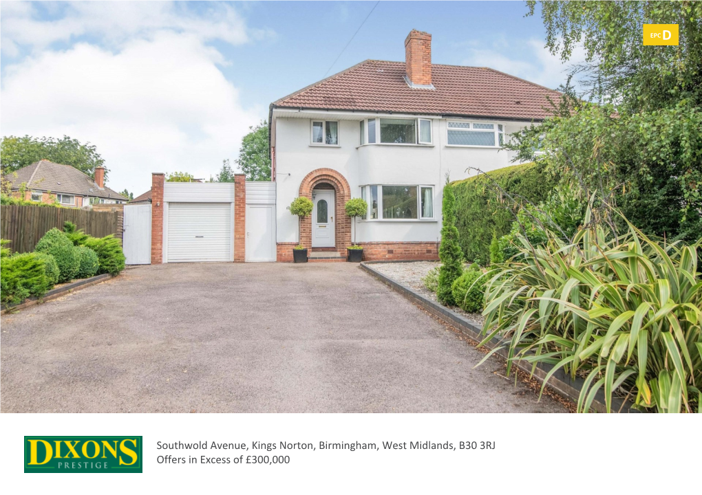 Southwold Avenue, Kings Norton, Birmingham, West Midlands, B30 3RJ Offers in Excess of £300,000