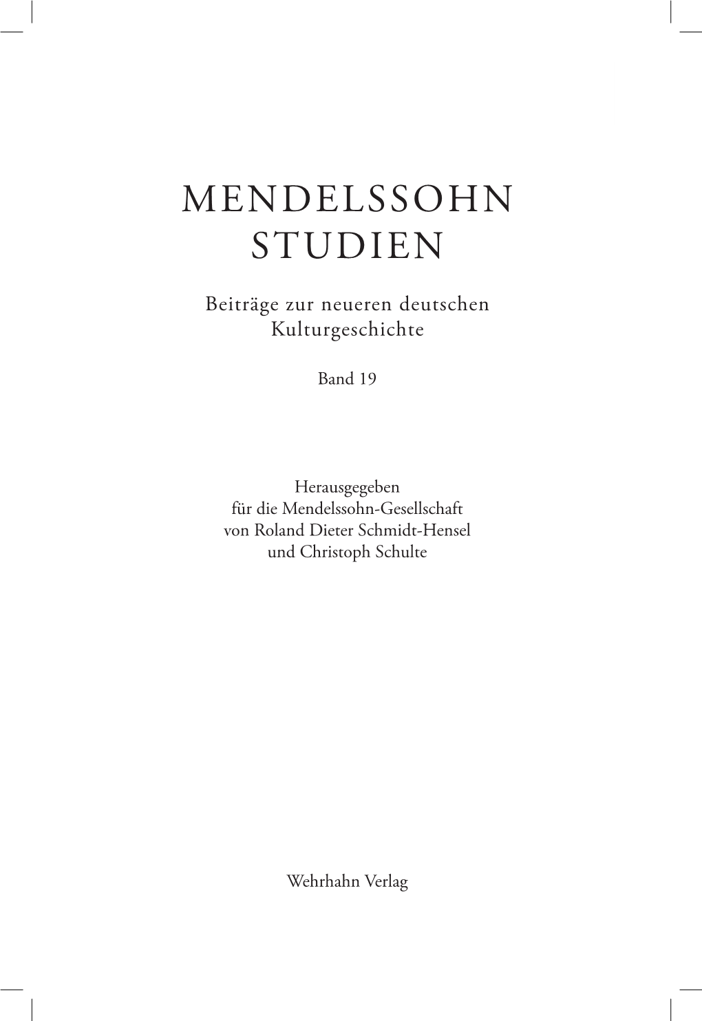 Mendelssohn Studien