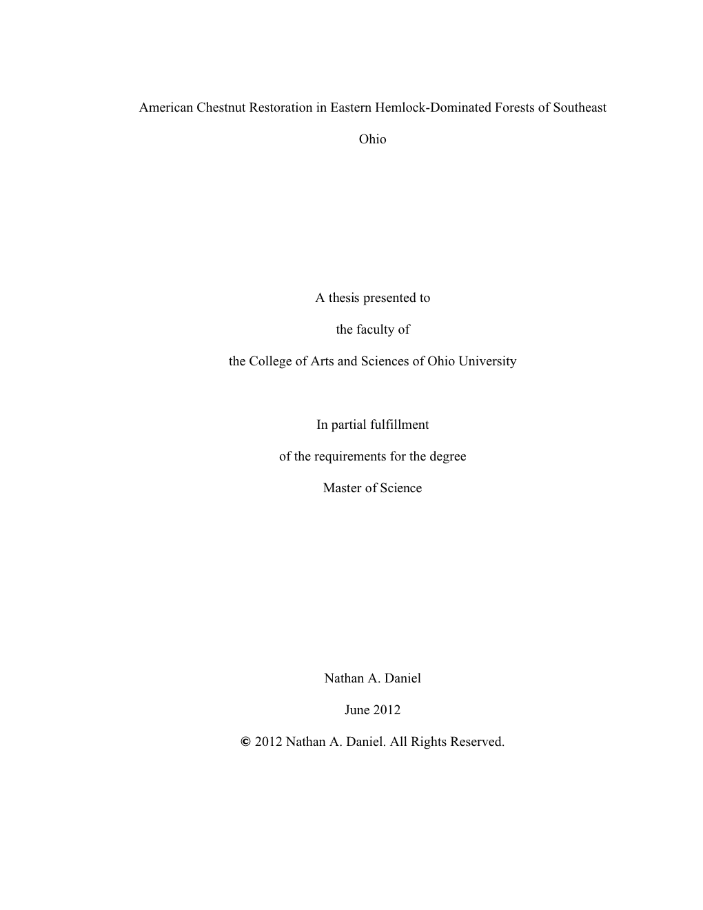 American Chestnut Restoration in Eastern Hemlock-Dominated Forests of Southeast