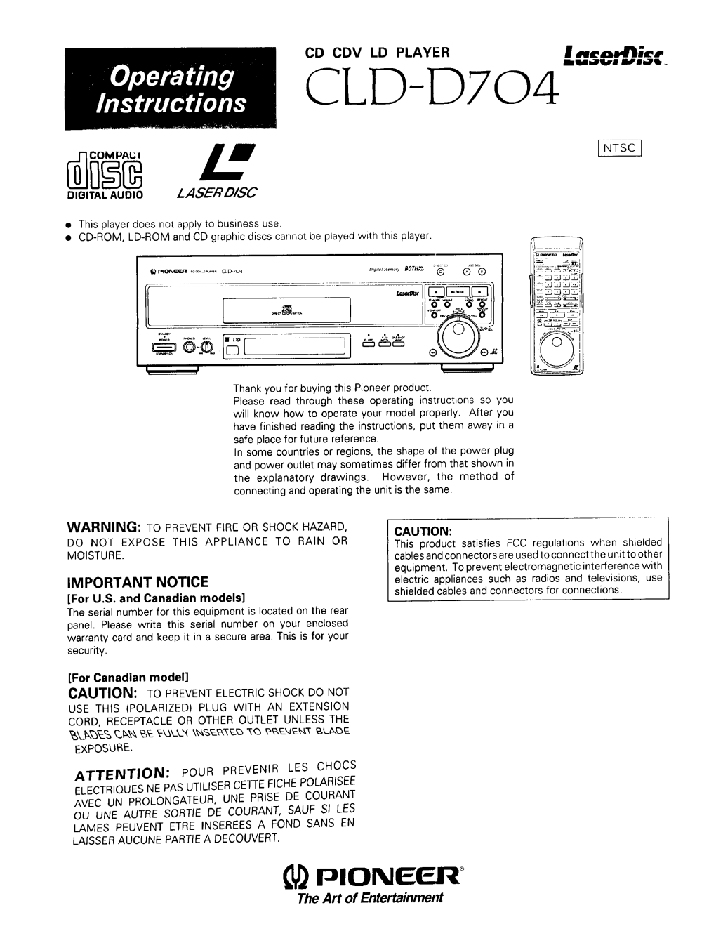 CLD-D704 Mllm=Wql L Il 'Ily ,, L DIGITAL AUDIO L a SER D/SC