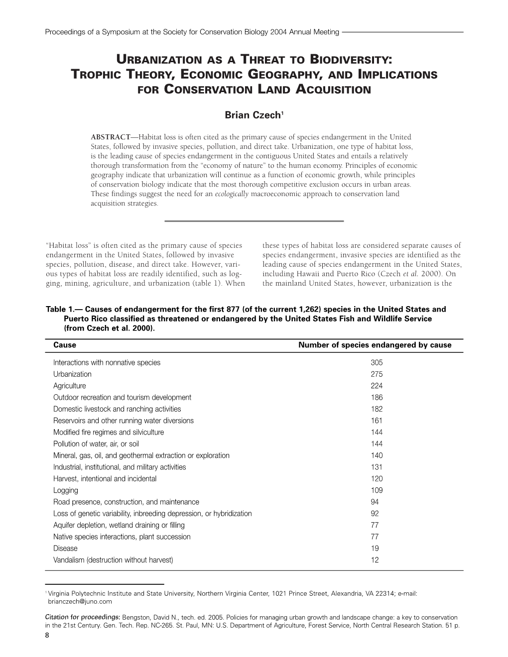 Urbanization As a Threat to Biodiversity: Trophic Theory, Economic Geography, and Implications for Conservation Land Acquisition