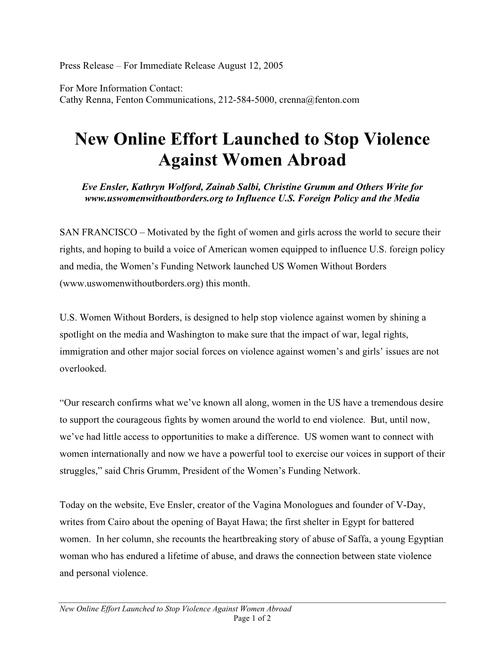 New Online Effort Launched to Stop Violence Against Women Abroad