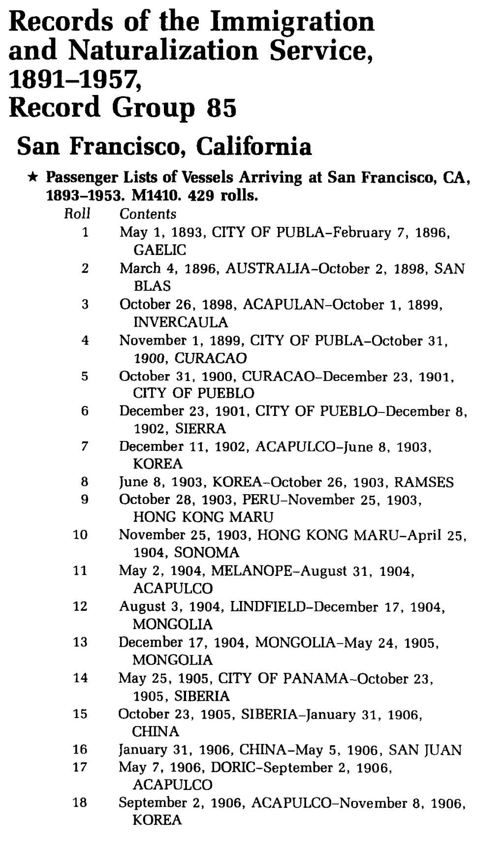 Records of the Immigration and Naturalization Service, 1891-1957