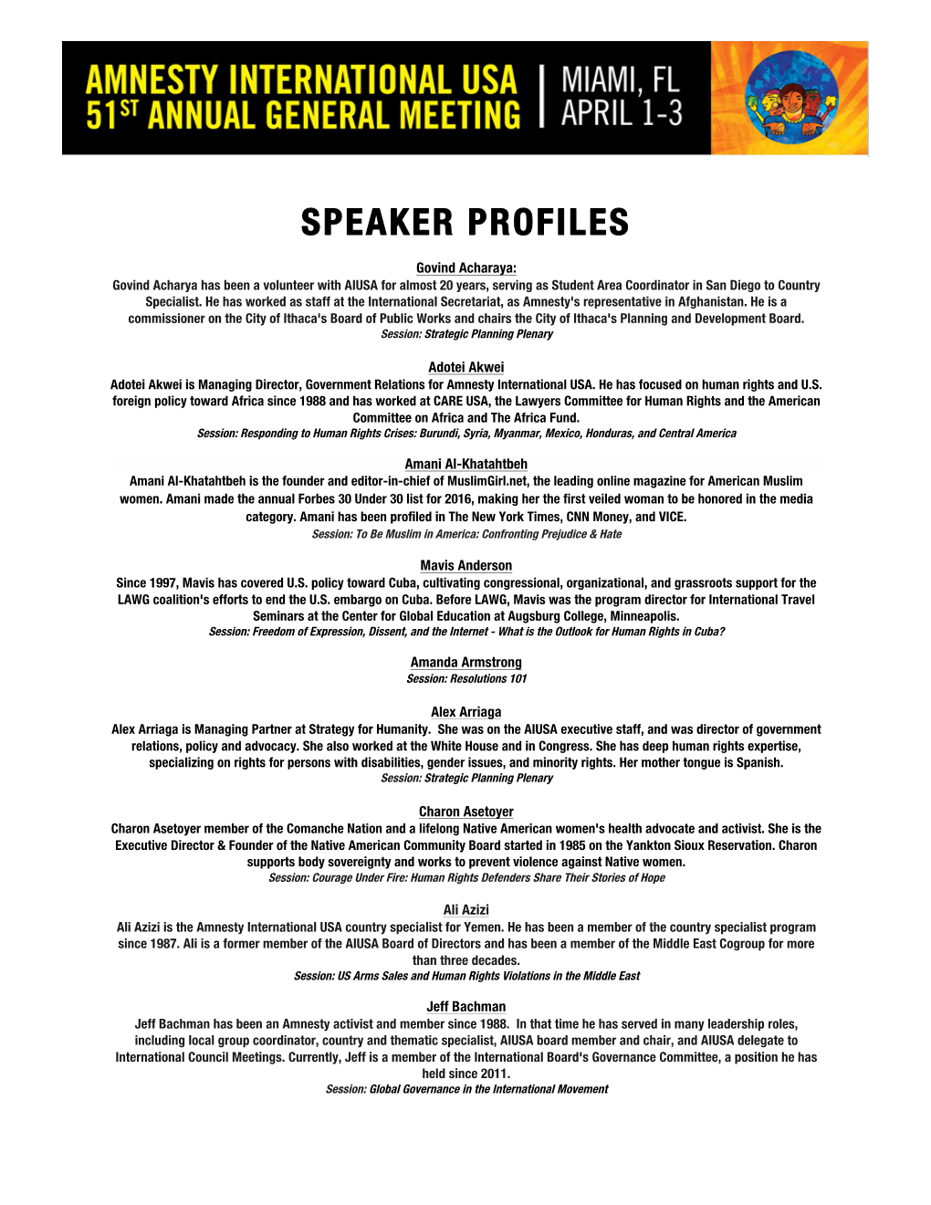 Speaker Profiles