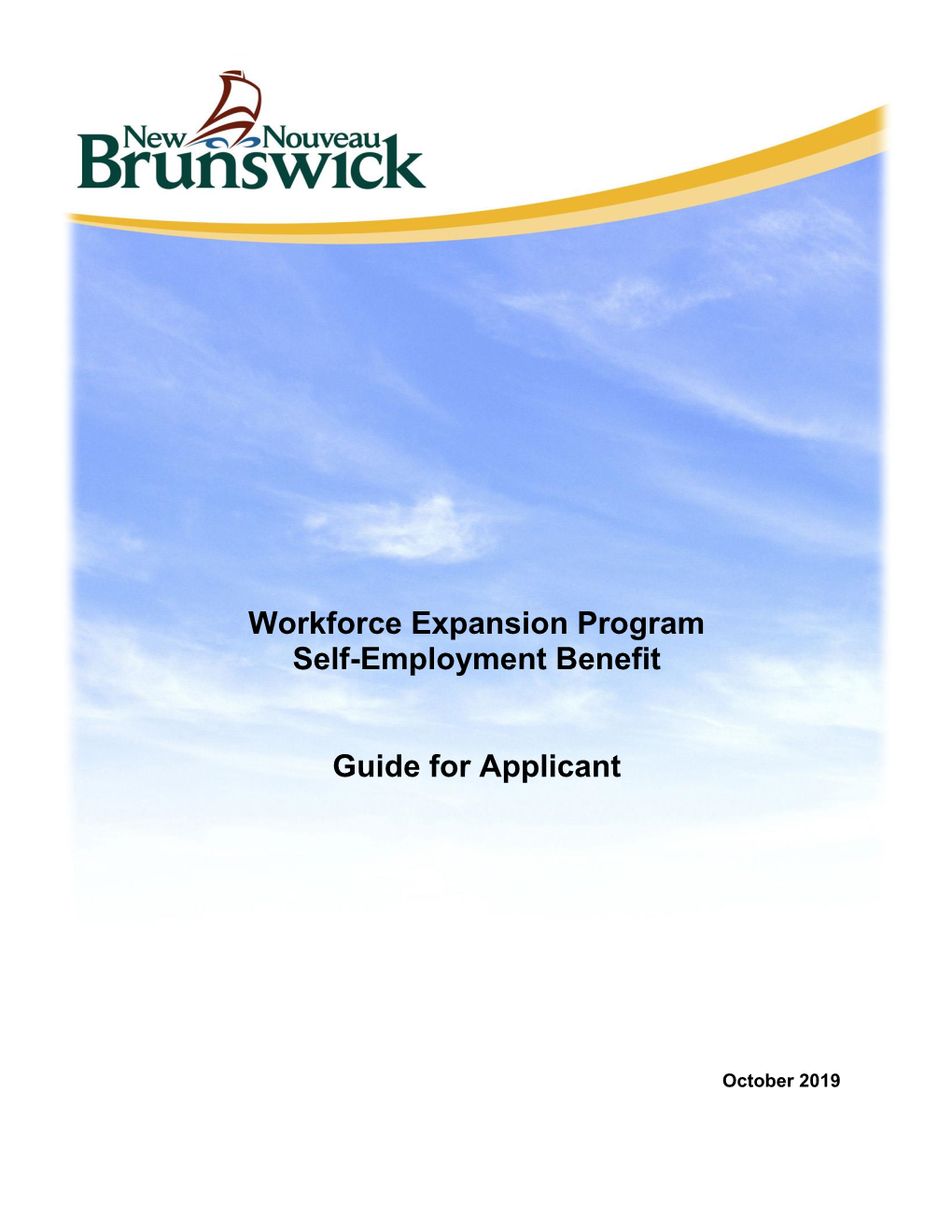 Workforce Expansion Program Self-Employment Benefit Guide For