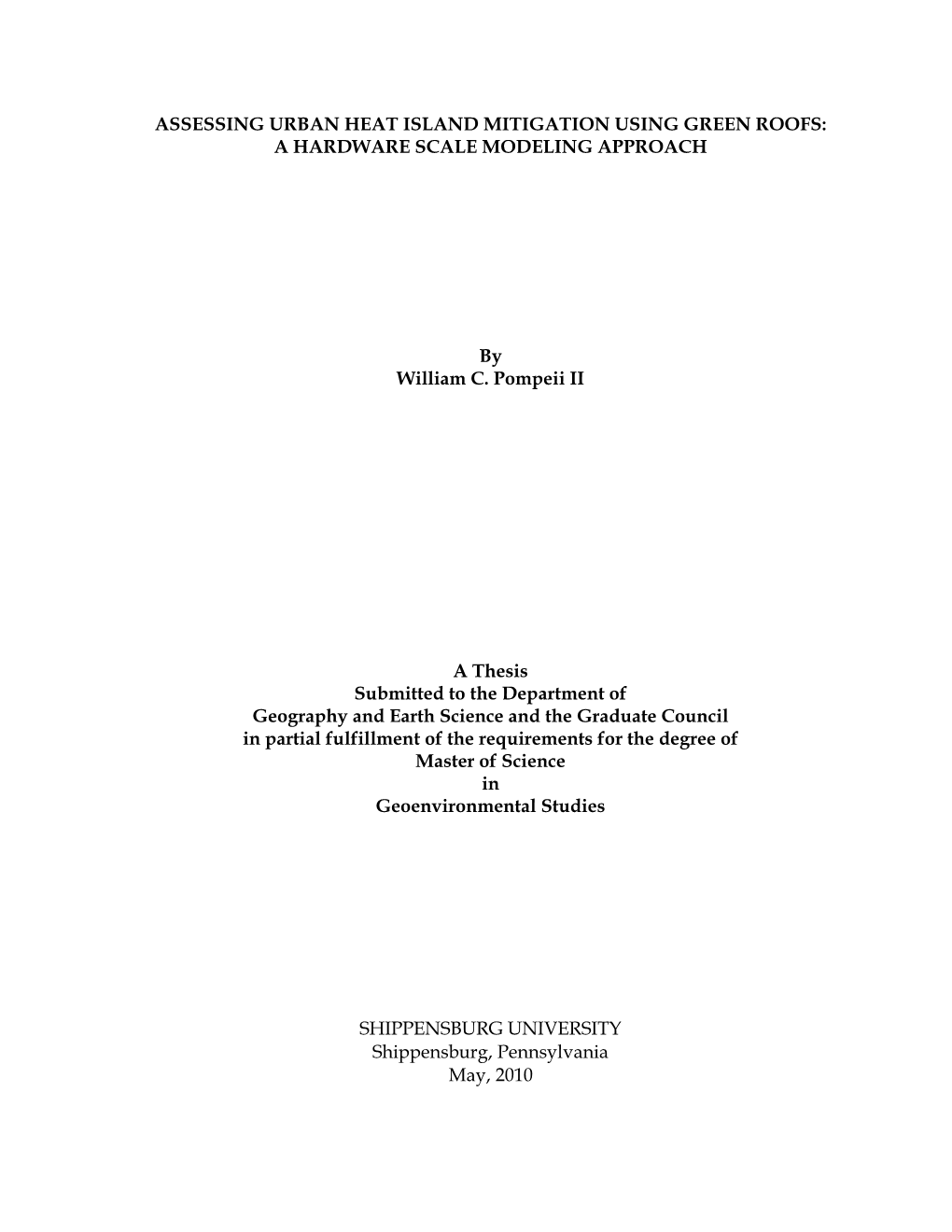 Assessing Urban Heat Island Mitigation Using Green Roofs: a Hardware Scale Modeling Approach