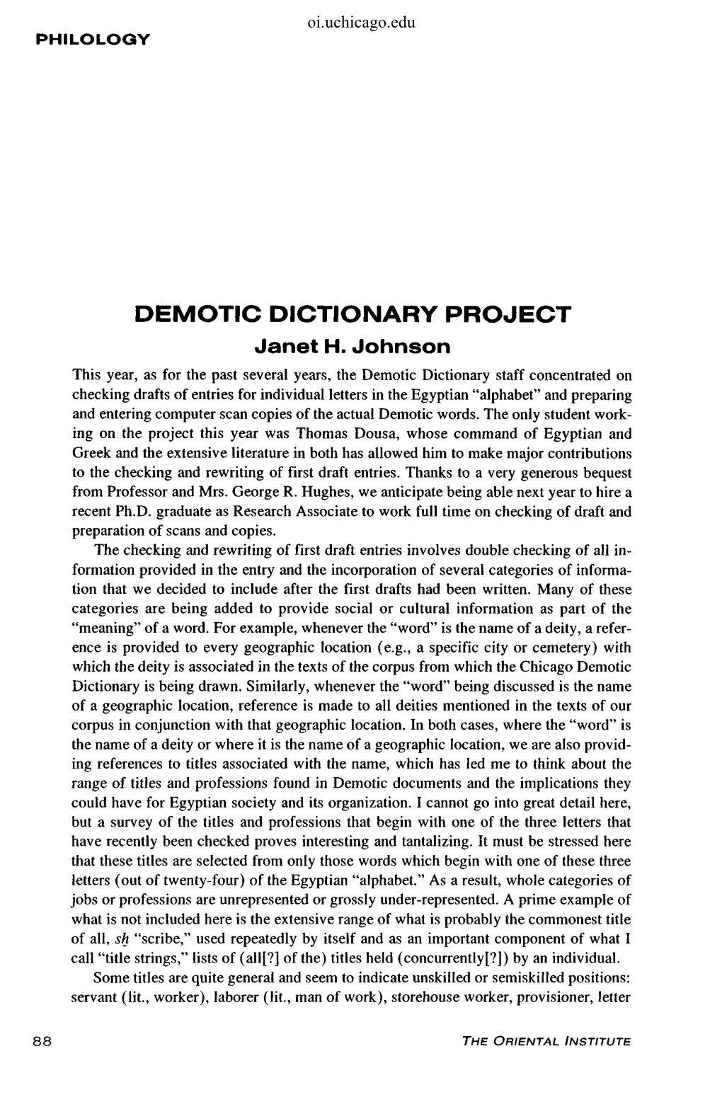 Demotic Dictionary Project