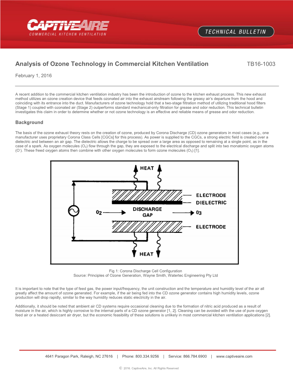 Analysis of Ozone Technology in Commercial Kitchen Ventilation TB16-1003