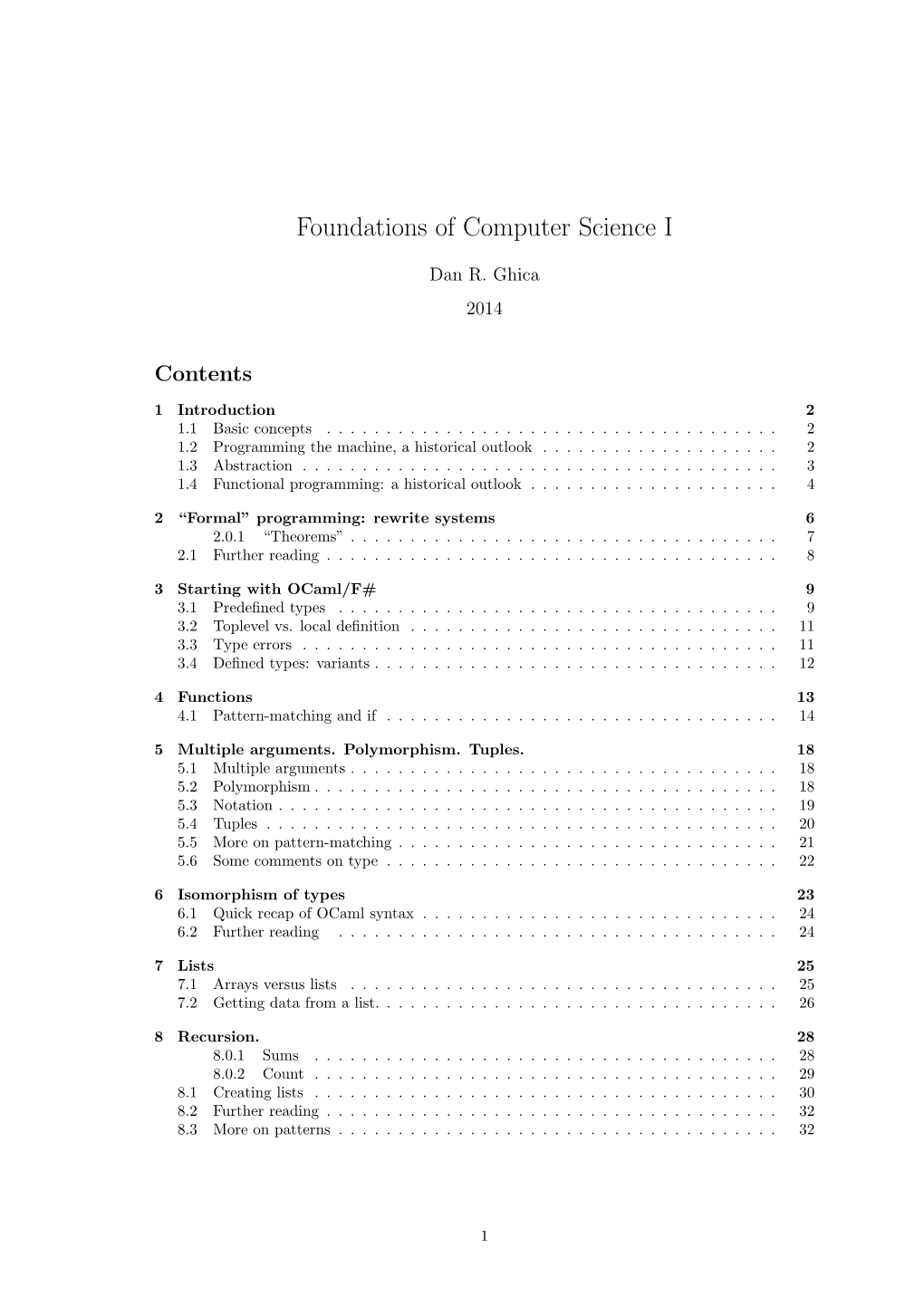 Foundations of Computer Science I