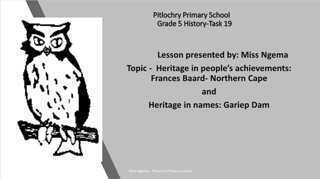 Heritage in People's Achievements: Frances Baard