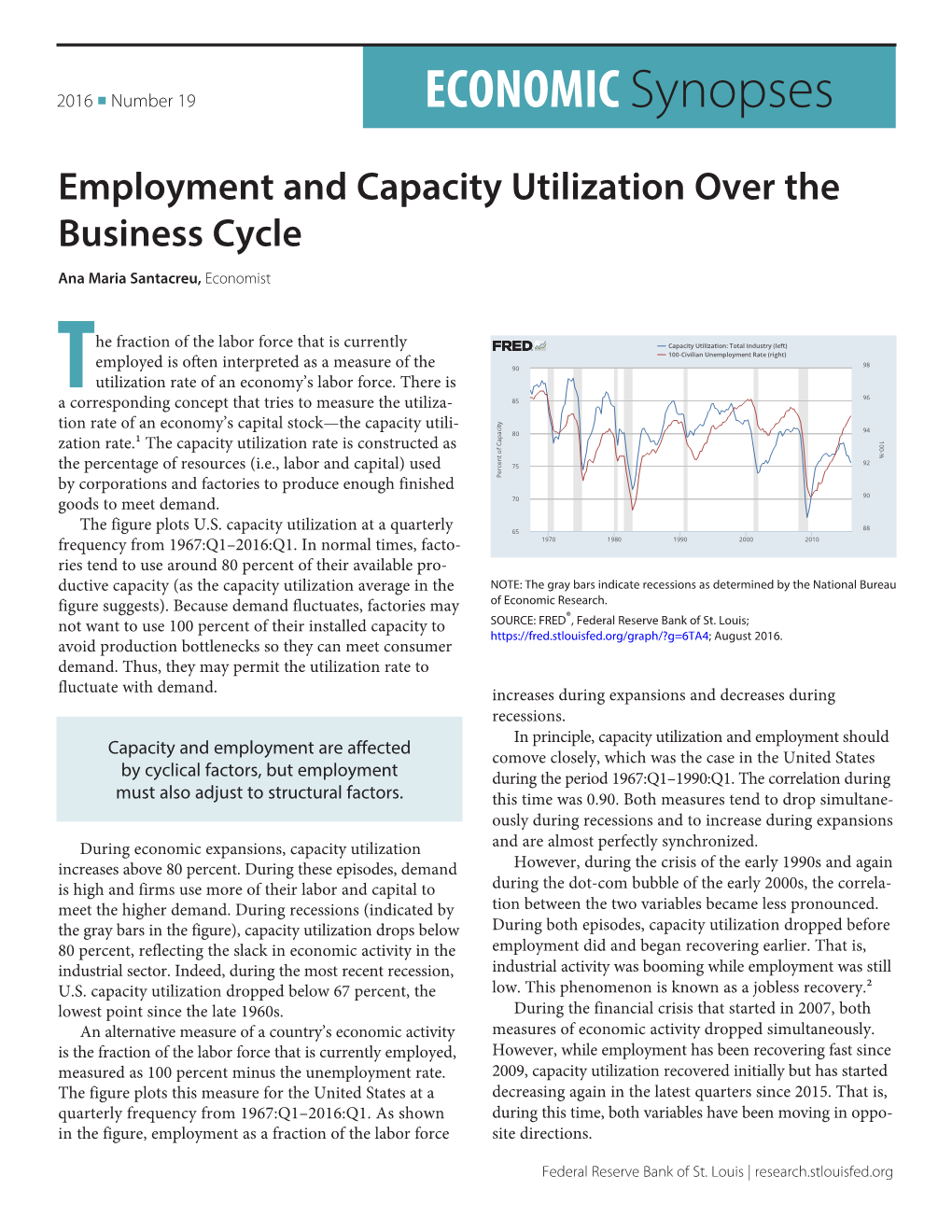 Employment and Capacity Utilization Over the Business Cycle