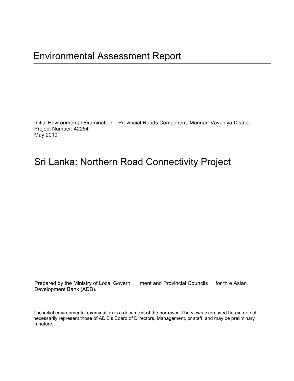 Environmental Assessment Report Sri Lanka