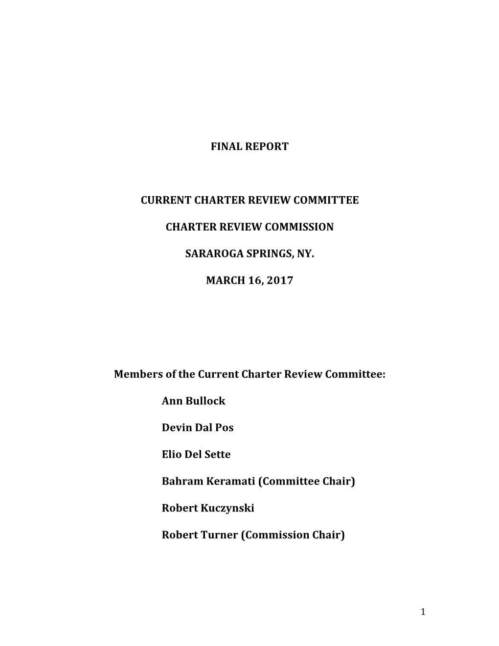 Final Report Current Charter Review Committee