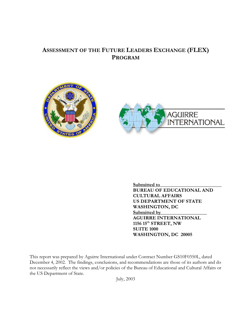 Assessment of the Future Leaders Exchange (Flex) Program