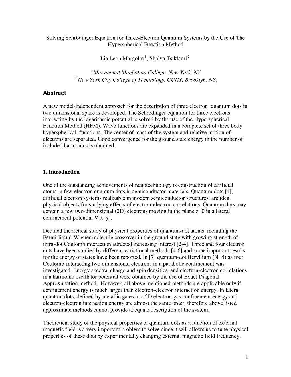 1 Solving Schrödinger Equation for Three-Electron Quantum Systems